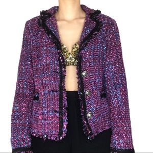 Say What? Purple and Blue Tweed Blazer